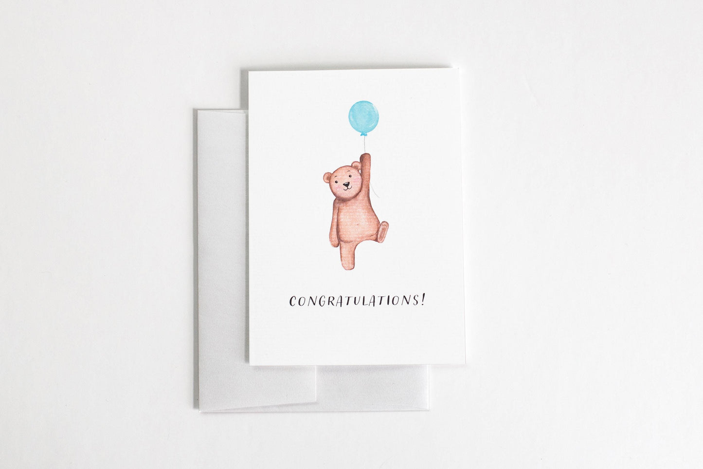Congratulations Baby A2 Greeting Card | new baby card | congratulations baby card | baby bear card | cute bear card | baby boy card |
