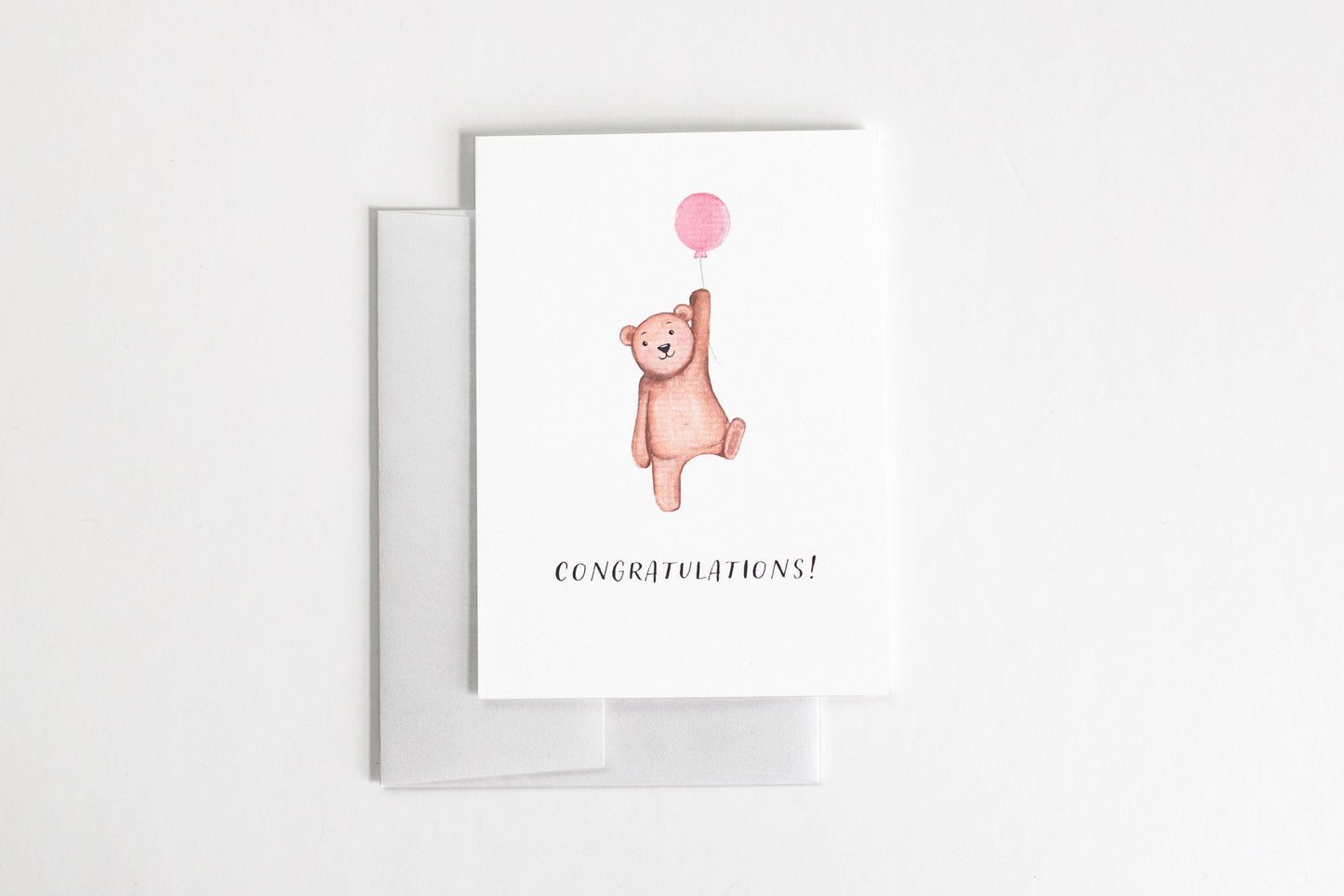 Congratulations Baby A2 Greeting Card | new baby card | congratulations baby card | baby bear card | cute bear card | baby girl card |