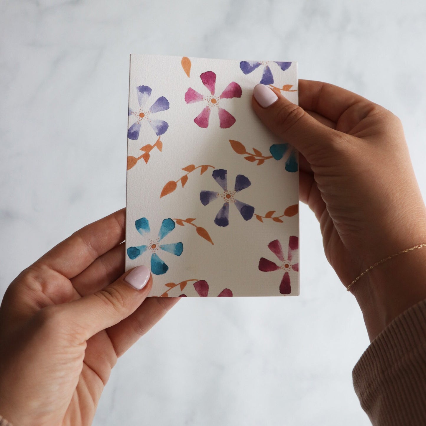 Blank Floral Watercolour Greeting A2 Card | handmade painted card | flower card | birthday card for her | minimal floral design