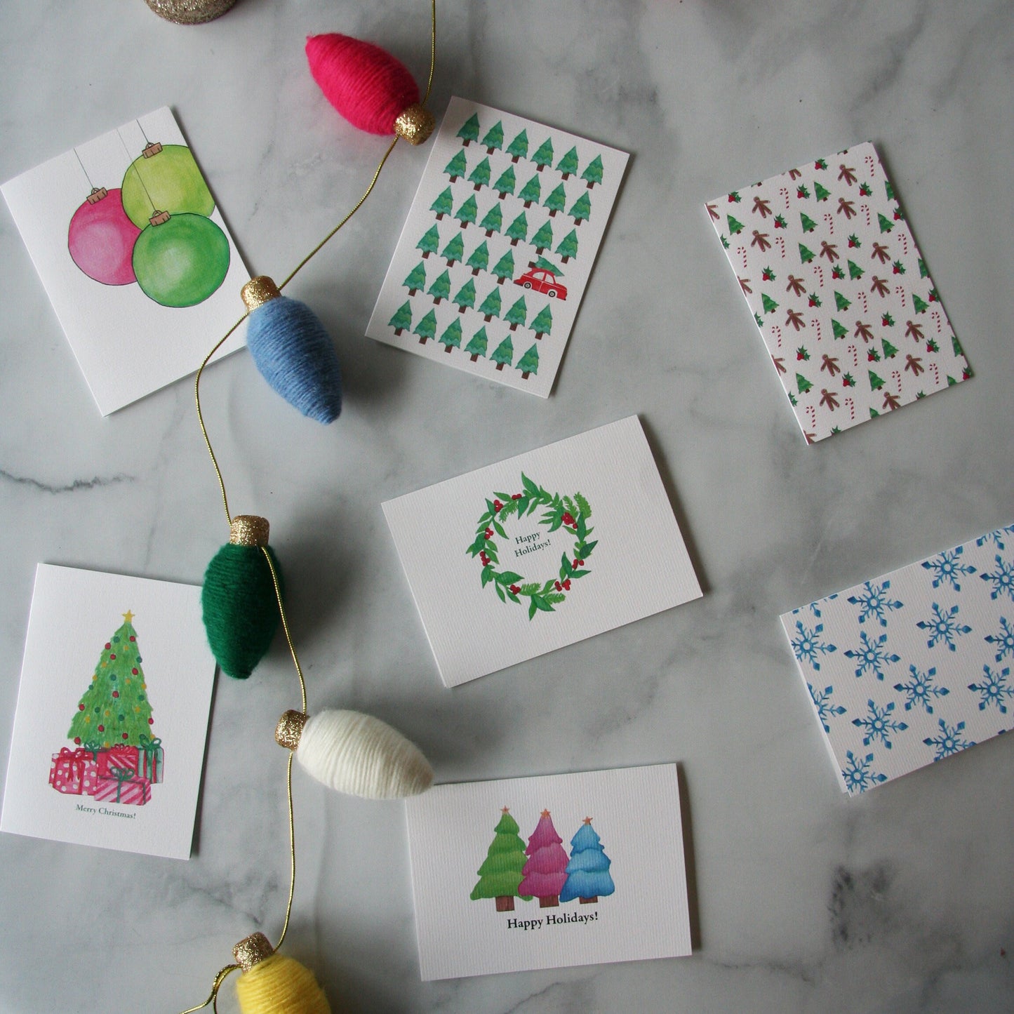 Happy Holidays Card | Merry Christmas Card | Gingerbread Card | Handmade Greeting Card | Watercolor Xmas Card | Candy Cane Card