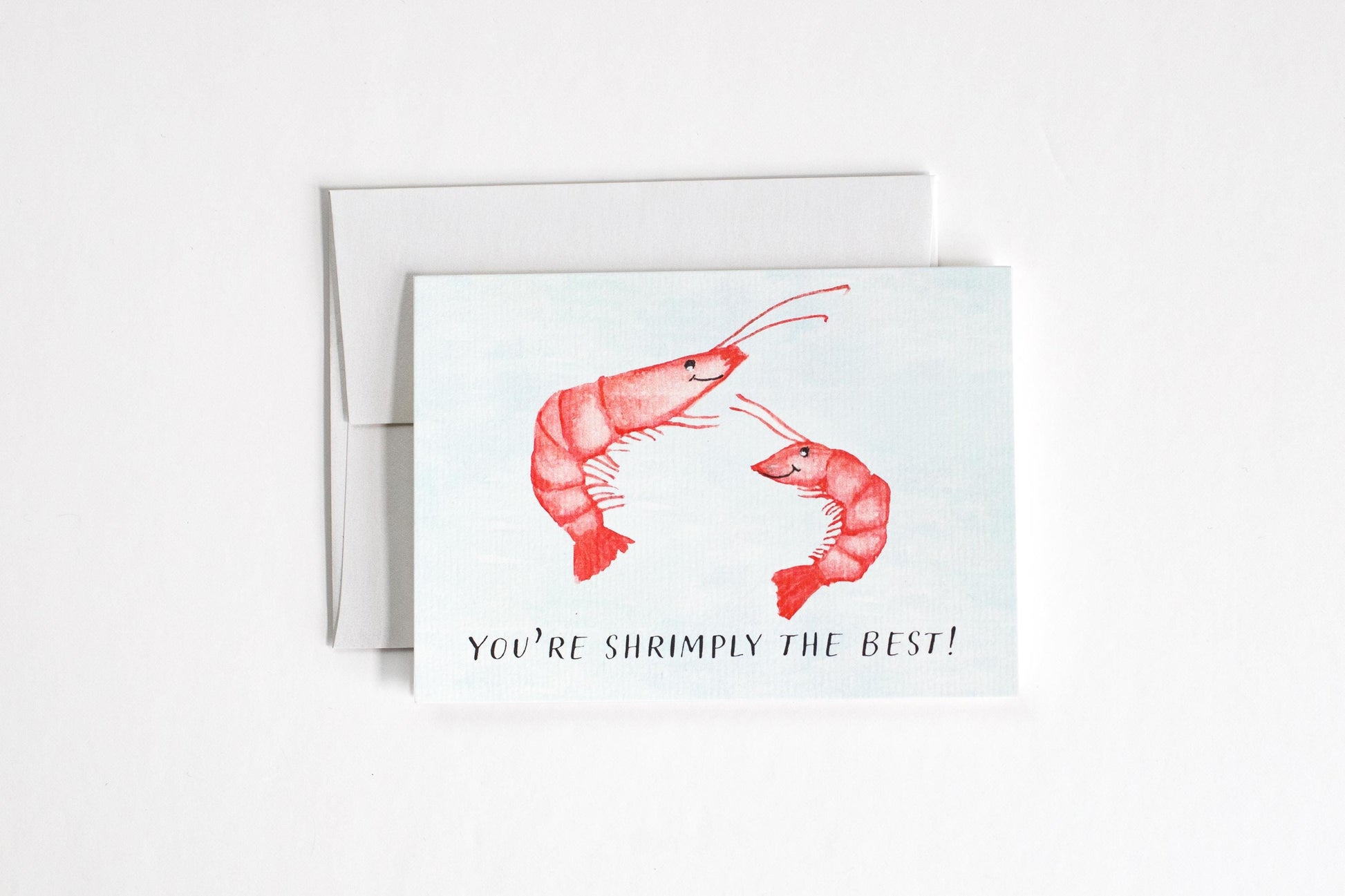 Shrimp Card | handmade watercolour card | shrimply the best card | prawn card | funny shrimp card | funny prawn card | card for him