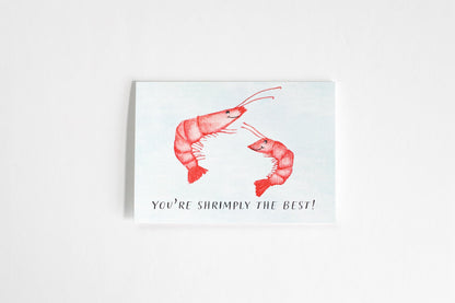 Shrimp Card | handmade watercolour card | shrimply the best card | prawn card | funny shrimp card | funny prawn card | card for him