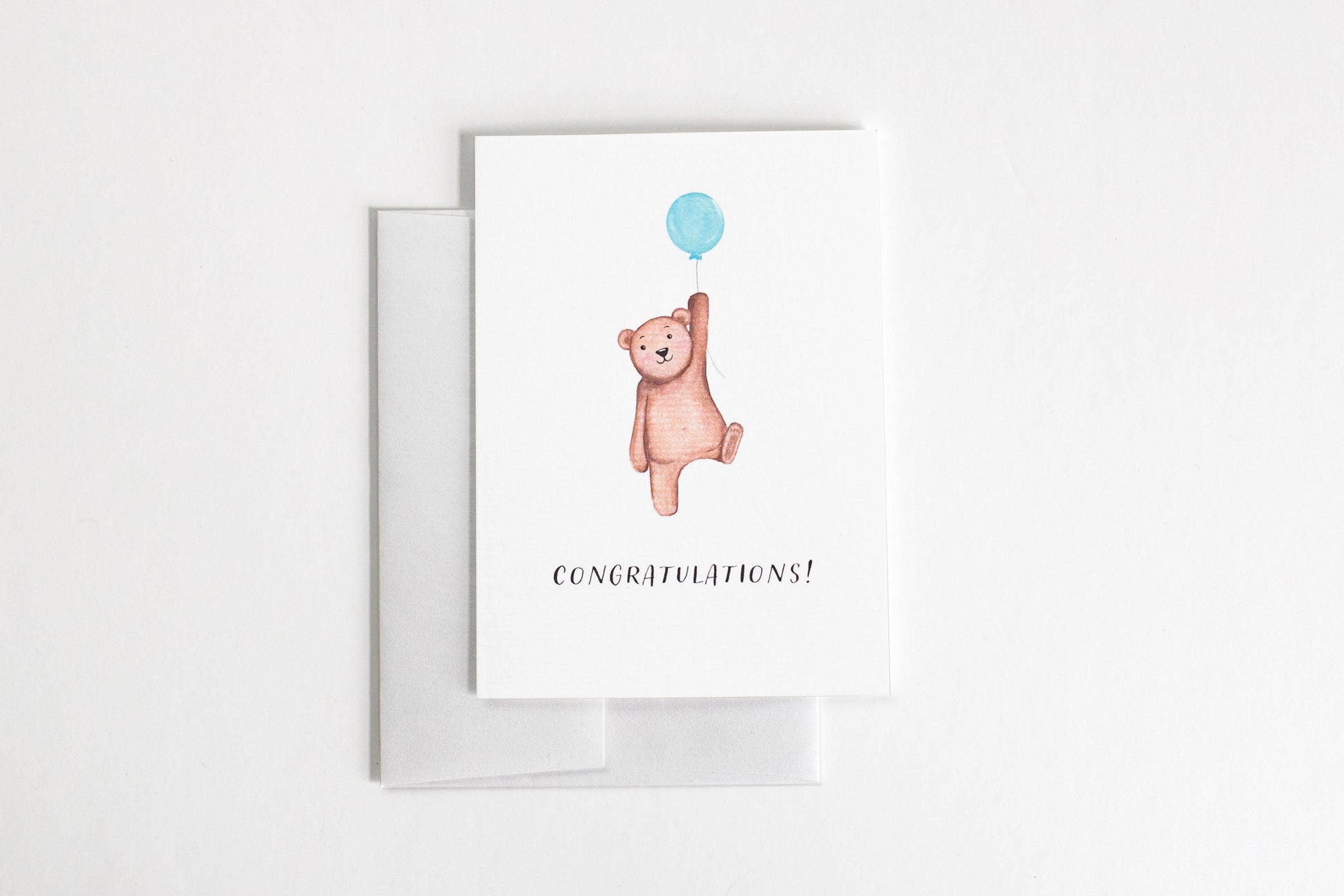 Congratulations Baby A2 Greeting Card | new baby card | congratulations baby card | baby bear card | cute bear card | baby boy card |