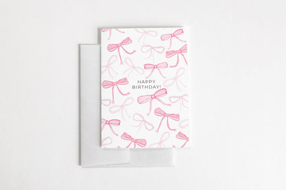 Bows Pink Birthday A2 Card | coquette aesthetic birthday card | girl card | pink birthday card | coquette card | Birthday card for her |