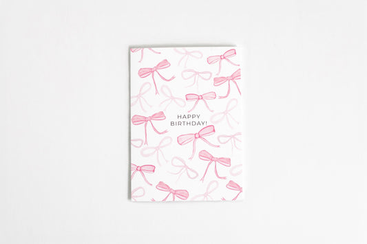 Bows Pink Birthday A2 Card | coquette aesthetic birthday card | girl card | pink birthday card | coquette card | Birthday card for her |