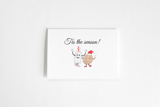 Happy Holidays Card | Merry Christmas Card | Milk and Cookies Card | Handmade Greeting Card | Watercolor Xmas Card | Christmas Cookies Card