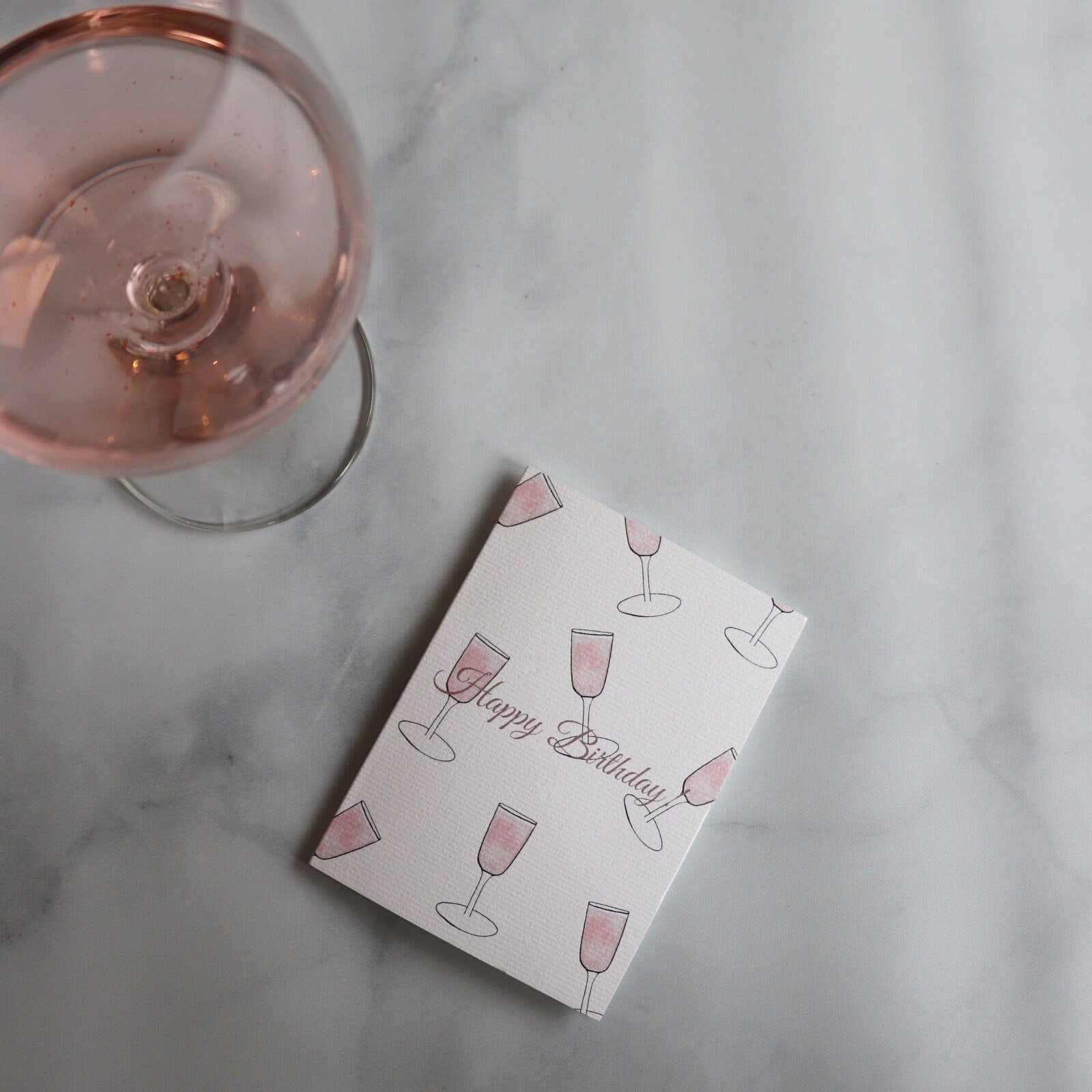 Rosé Pink Birthday A2 Card | prosecco Birthday Card | champagne birthday card | 19th birthday card | sparkling wine card | cava