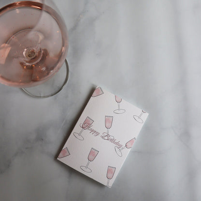 Rosé Pink Birthday A2 Card | prosecco Birthday Card | champagne birthday card | 19th birthday card | sparkling wine card | cava